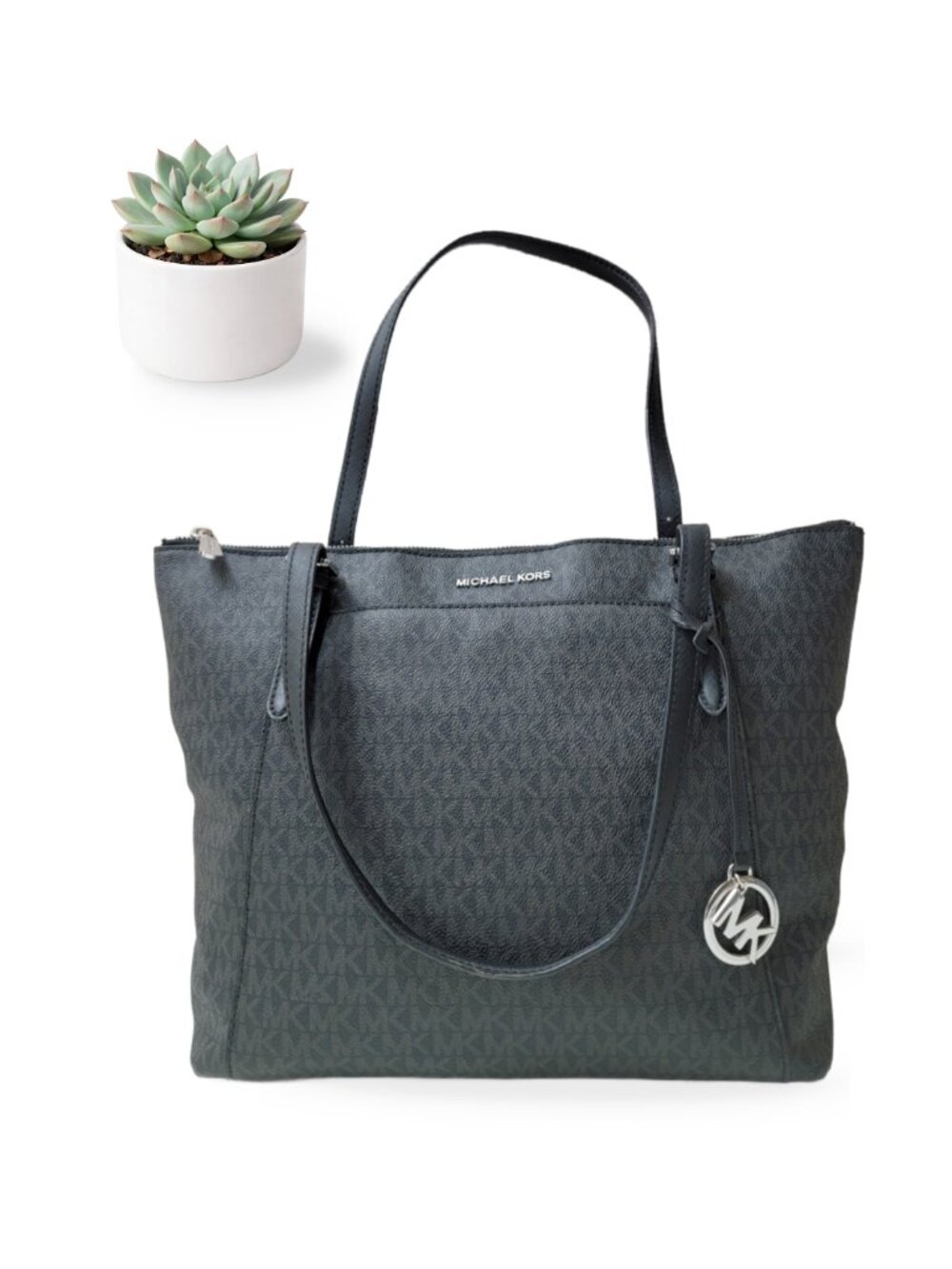 Michael Kors Handbag Tote Ciara Large East West Black Signature 35F8SC6T7B Purse